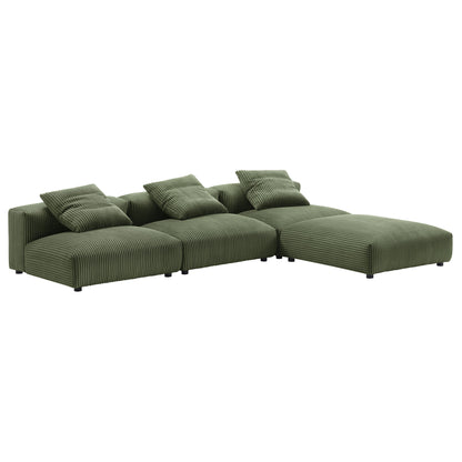 Solace 4-Piece Modular Corduroy Upholstered Sectional Sofa by Furniture for America
