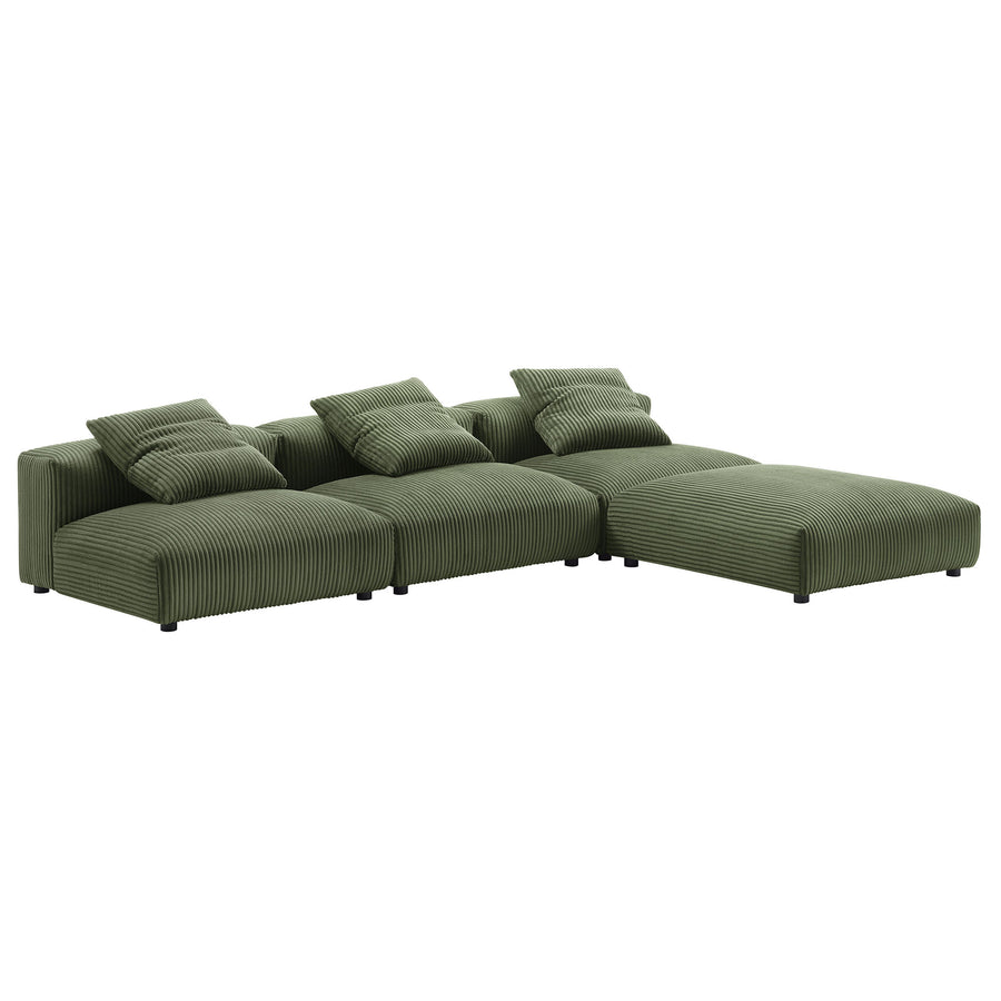 Reed 4-Piece Modular Corduroy Upholstered Sectional Sofa in Fern
