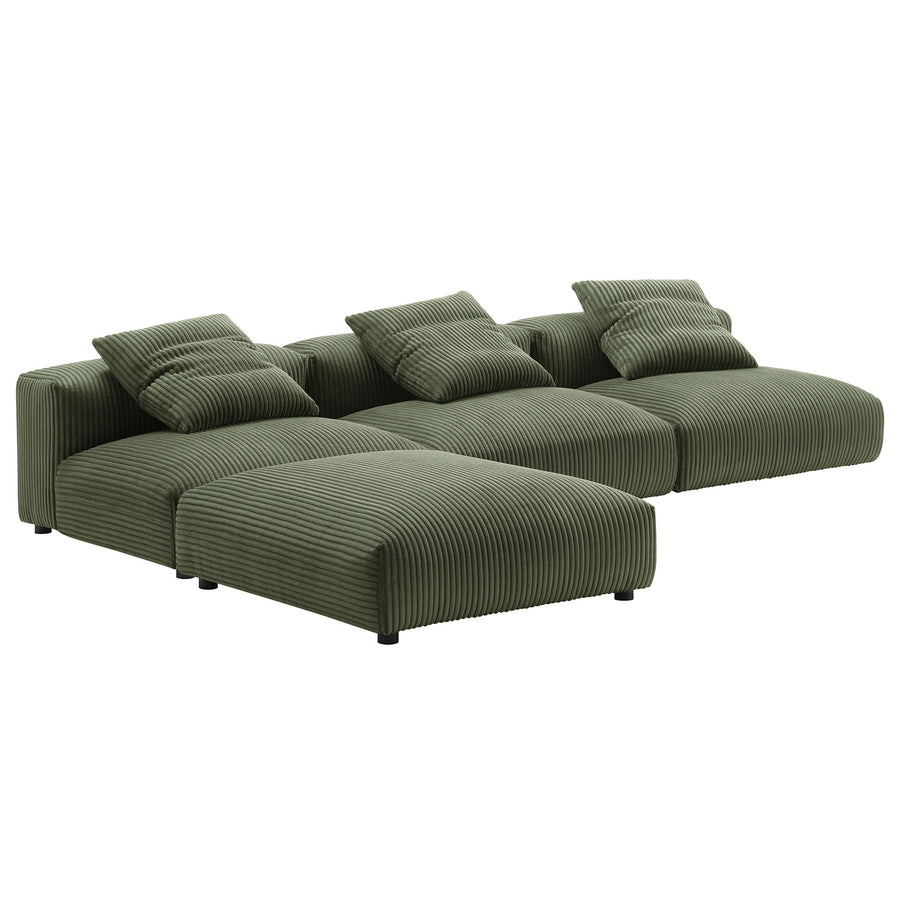 Reed 4-Piece Modular Corduroy Upholstered Sectional Sofa in Fern