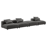 Reed 4-Piece Modular Upholstered Fabric Sectional Sofa in Charcoal