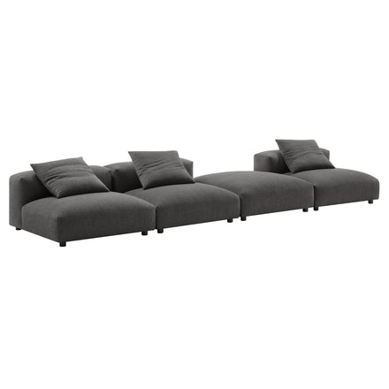 Solace 4-Piece Modular Upholstered Fabric Sectional Sofa in Charcoal
