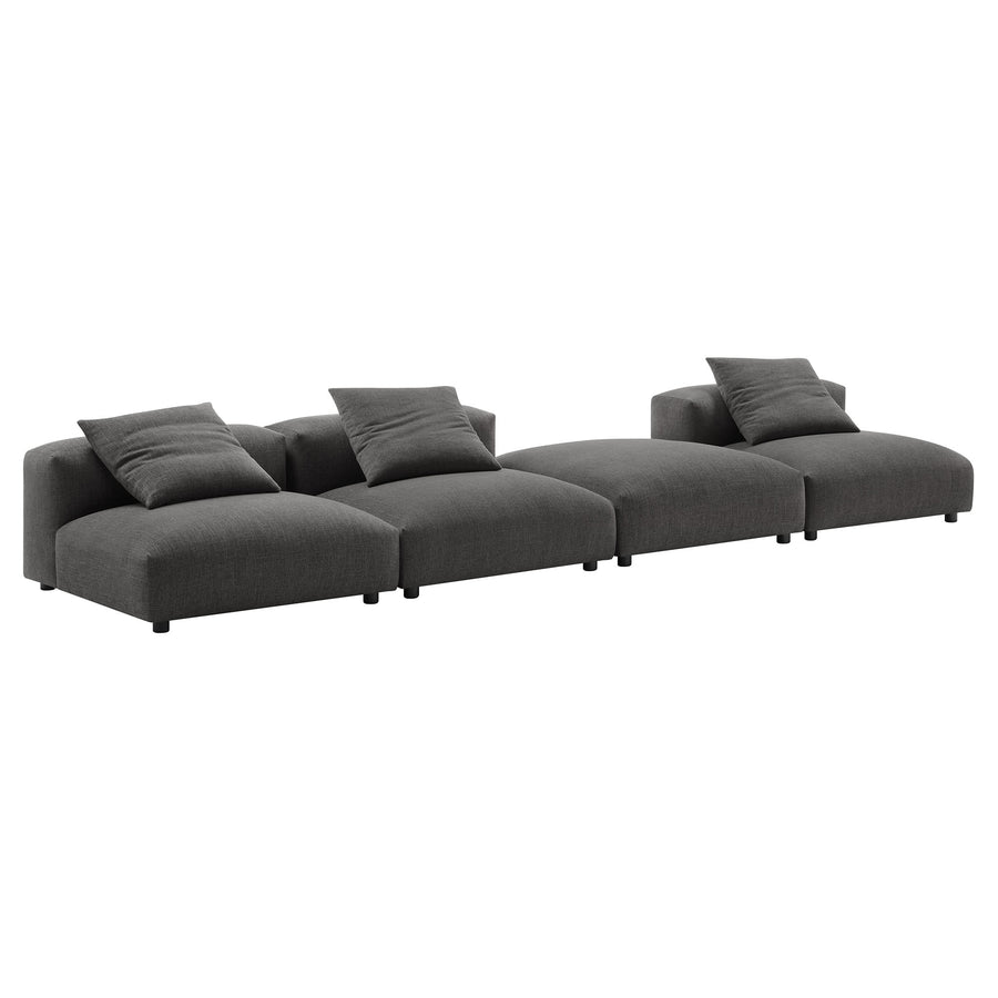 Reed 4-Piece Modular Upholstered Fabric Sectional Sofa in Charcoal