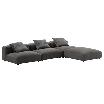 Solace 4-Piece Modular Upholstered Fabric Sectional Sofa in Charcoal