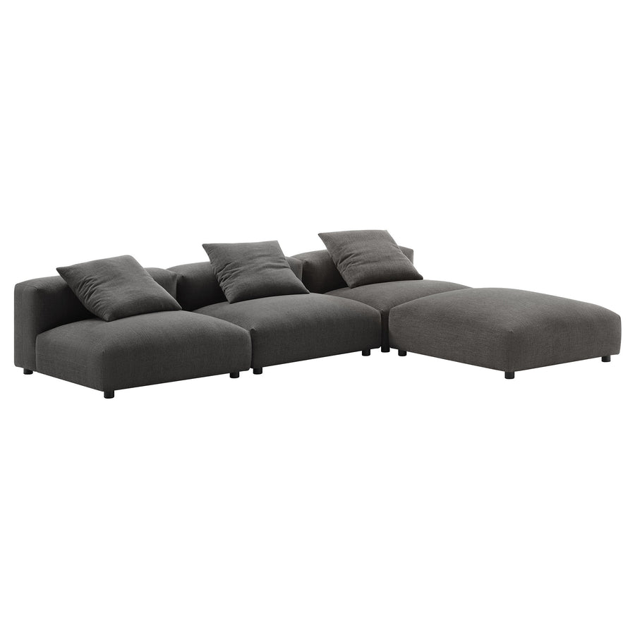 Reed 4-Piece Modular Upholstered Fabric Sectional Sofa in Charcoal