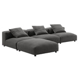 Reed 4-Piece Modular Upholstered Fabric Sectional Sofa in Charcoal