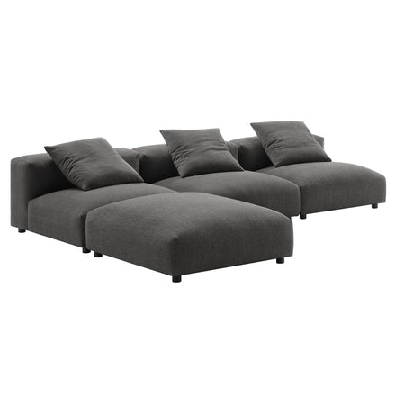 Solace 4-Piece Modular Upholstered Fabric Sectional Sofa in Charcoal