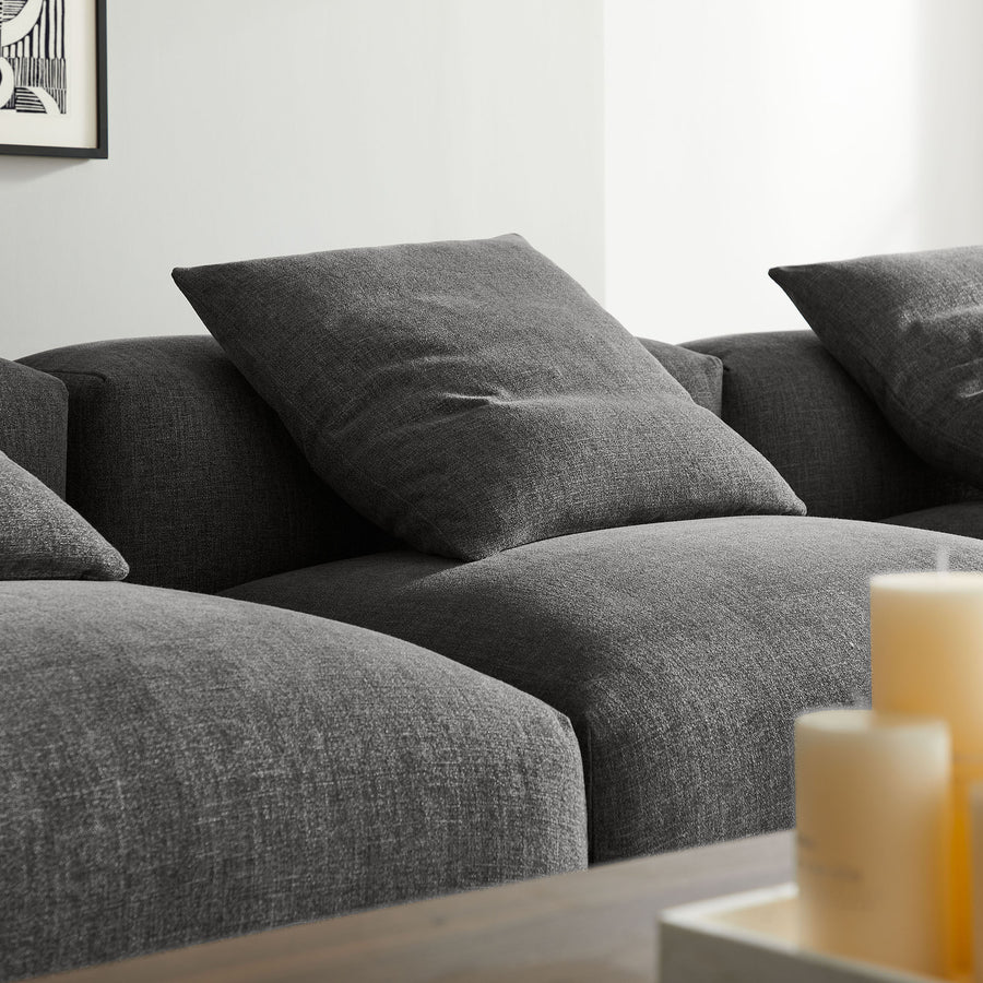 Reed 4-Piece Modular Upholstered Fabric Sectional Sofa in Charcoal