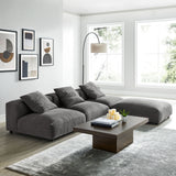 Reed 4-Piece Modular Upholstered Fabric Sectional Sofa in Charcoal