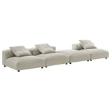 Reed 4-Piece Modular Upholstered Fabric Sectional Sofa in Linen