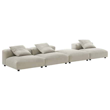 Solace 4-Piece Modular Upholstered Fabric Sectional Sofa in Linen