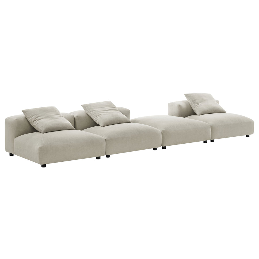 Reed 4-Piece Modular Upholstered Fabric Sectional Sofa in Linen