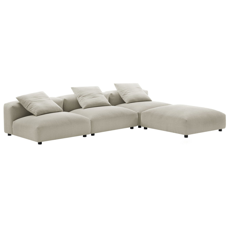 Reed 4-Piece Modular Upholstered Fabric Sectional Sofa in Linen