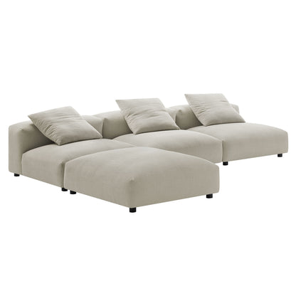 Solace 4-Piece Modular Corduroy Upholstered Sectional Sofa by Furniture for America