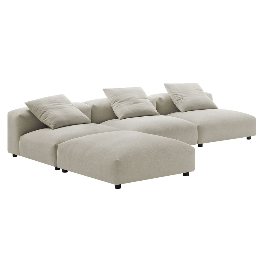 Reed 4-Piece Modular Upholstered Fabric Sectional Sofa in Linen