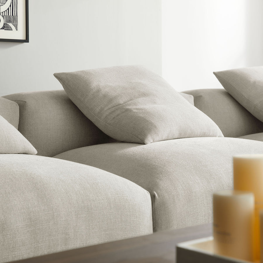 Reed 4-Piece Modular Upholstered Fabric Sectional Sofa in Linen
