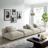 Reed 4-Piece Modular Upholstered Fabric Sectional Sofa in Linen