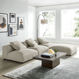 Reed 4-Piece Modular Upholstered Fabric Sectional Sofa in Linen