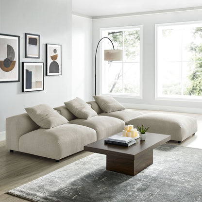 Solace 4-Piece Modular Corduroy Upholstered Sectional Sofa by Furniture for America