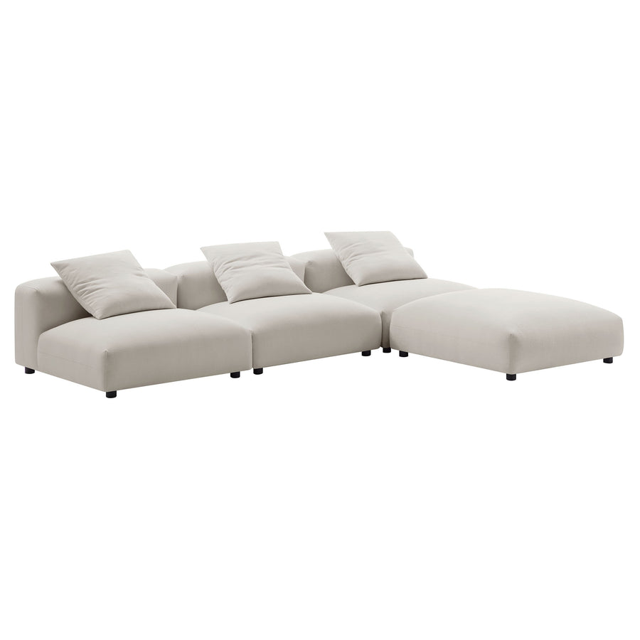Reed 4-Piece Modular Upholstered Fabric Sectional Sofa in Salt