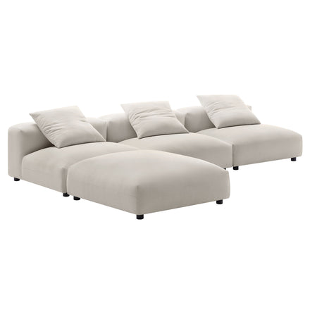 Solace 4-Piece Modular Upholstered Fabric Sectional Sofa in Salt