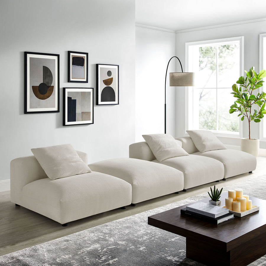 Reed 4-Piece Modular Upholstered Fabric Sectional Sofa in Salt