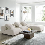 Reed 4-Piece Modular Upholstered Fabric Sectional Sofa in Salt