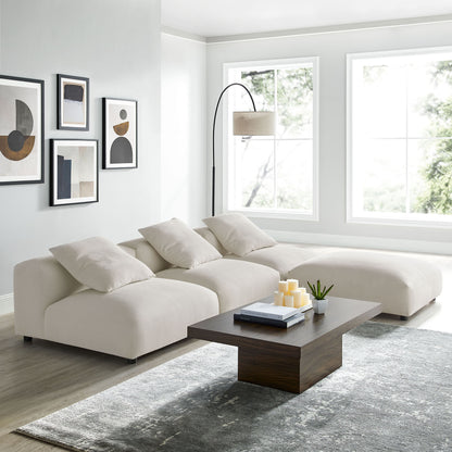Solace 4-Piece Modular Corduroy Upholstered Sectional Sofa by Furniture for America