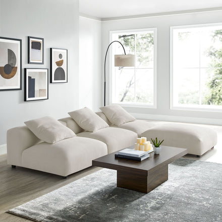 Solace 4-Piece Modular Upholstered Fabric Sectional Sofa in Salt