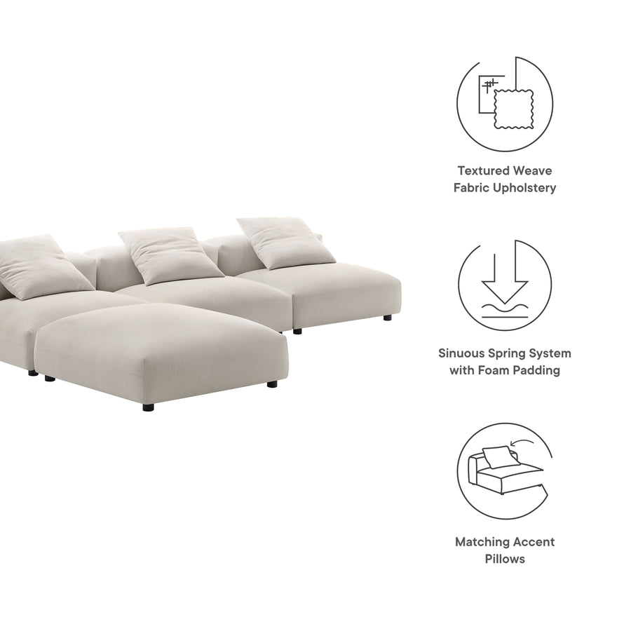 Reed 4-Piece Modular Upholstered Fabric Sectional Sofa in Salt