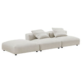 Reed 3-Piece Modular Corduroy Upholstered Sectional Sofa in Almond