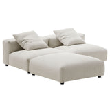 Reed 3-Piece Modular Corduroy Upholstered Sectional Sofa in Almond