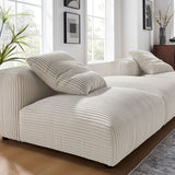 Reed 3-Piece Modular Corduroy Upholstered Sectional Sofa in Almond