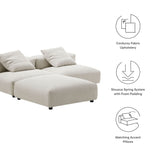 Reed 3-Piece Modular Corduroy Upholstered Sectional Sofa in Almond