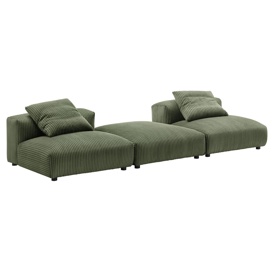 Reed 3-Piece Modular Corduroy Upholstered Sectional Sofa in Fern