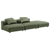 Reed 3-Piece Modular Corduroy Upholstered Sectional Sofa in Fern