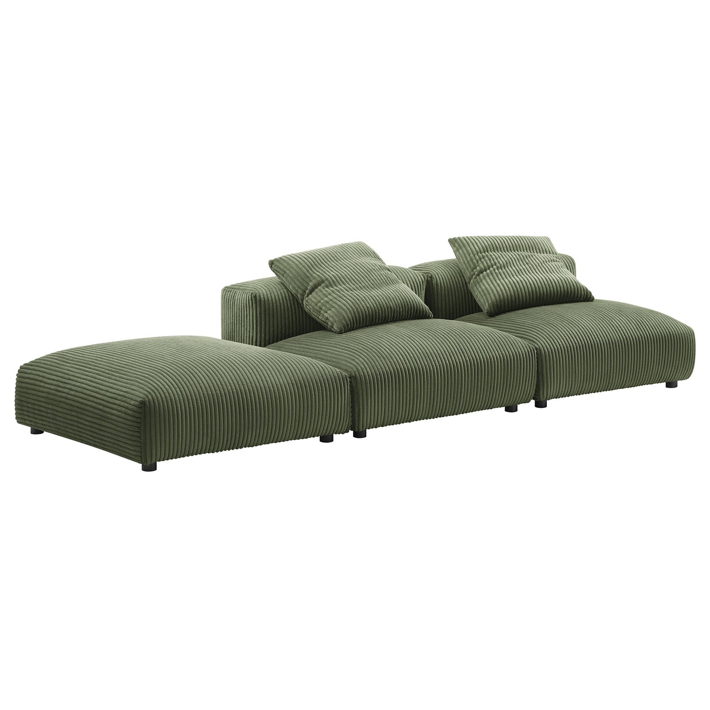 Solace 3-Piece Modular Corduroy Upholstered Sectional Sofa by Furniture for America