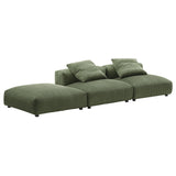 Reed 3-Piece Modular Corduroy Upholstered Sectional Sofa in Fern
