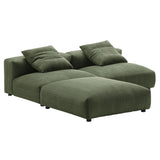 Reed 3-Piece Modular Corduroy Upholstered Sectional Sofa in Fern
