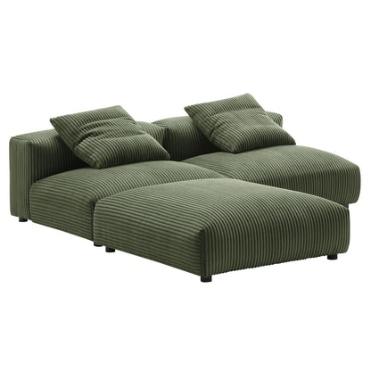 Solace 3-Piece Modular Corduroy Upholstered Sectional Sofa by Furniture for America