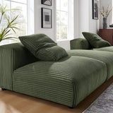 Reed 3-Piece Modular Corduroy Upholstered Sectional Sofa in Fern