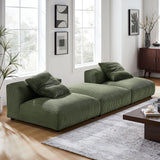 Reed 3-Piece Modular Corduroy Upholstered Sectional Sofa in Fern