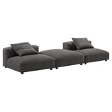 Reed 3-Piece Modular Upholstered Fabric Sectional Sofa in Charcoal