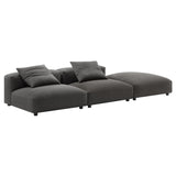 Reed 3-Piece Modular Upholstered Fabric Sectional Sofa in Charcoal