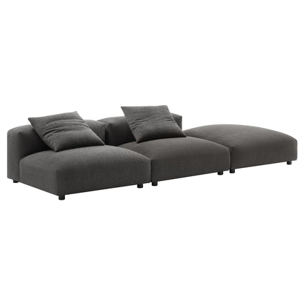 Solace 3-Piece Modular Upholstered Fabric Sectional Sofa in Charcoal