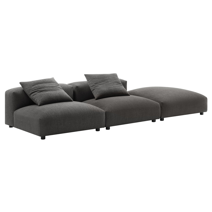 Reed 3-Piece Modular Upholstered Fabric Sectional Sofa in Charcoal