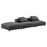 Reed 3-Piece Modular Upholstered Fabric Sectional Sofa in Charcoal