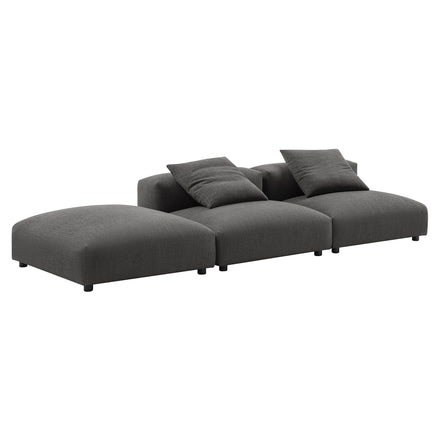 Solace 3-Piece Modular Upholstered Fabric Sectional Sofa in Charcoal