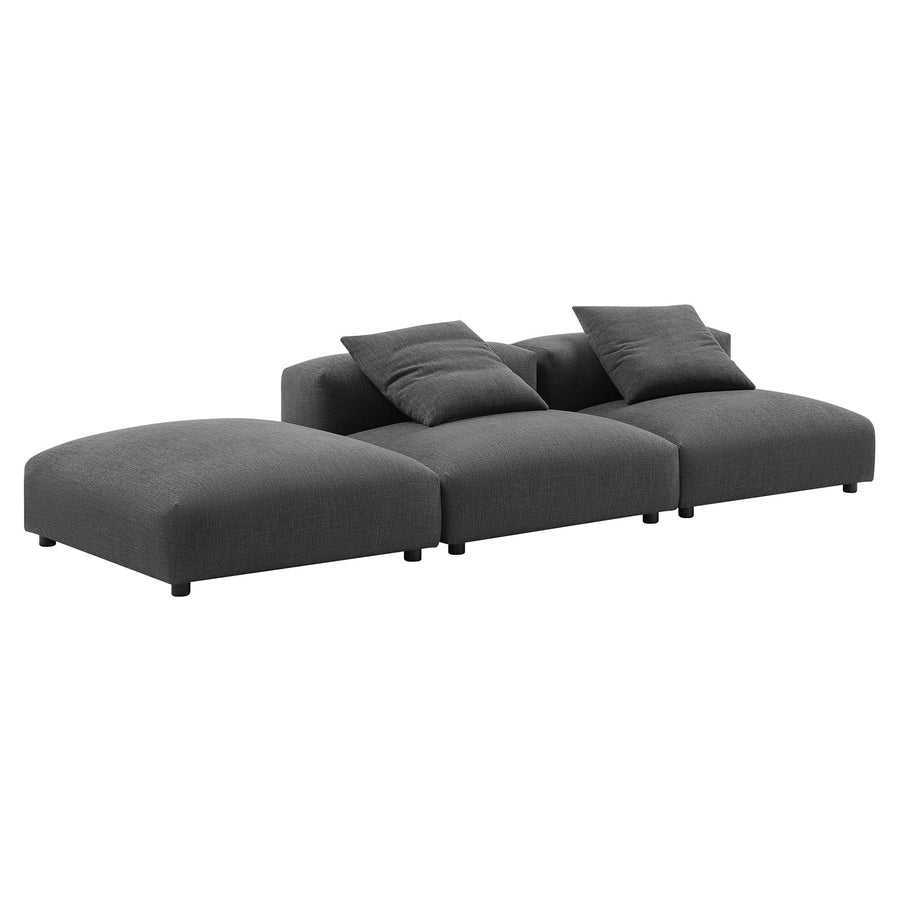 Reed 3-Piece Modular Upholstered Fabric Sectional Sofa in Charcoal