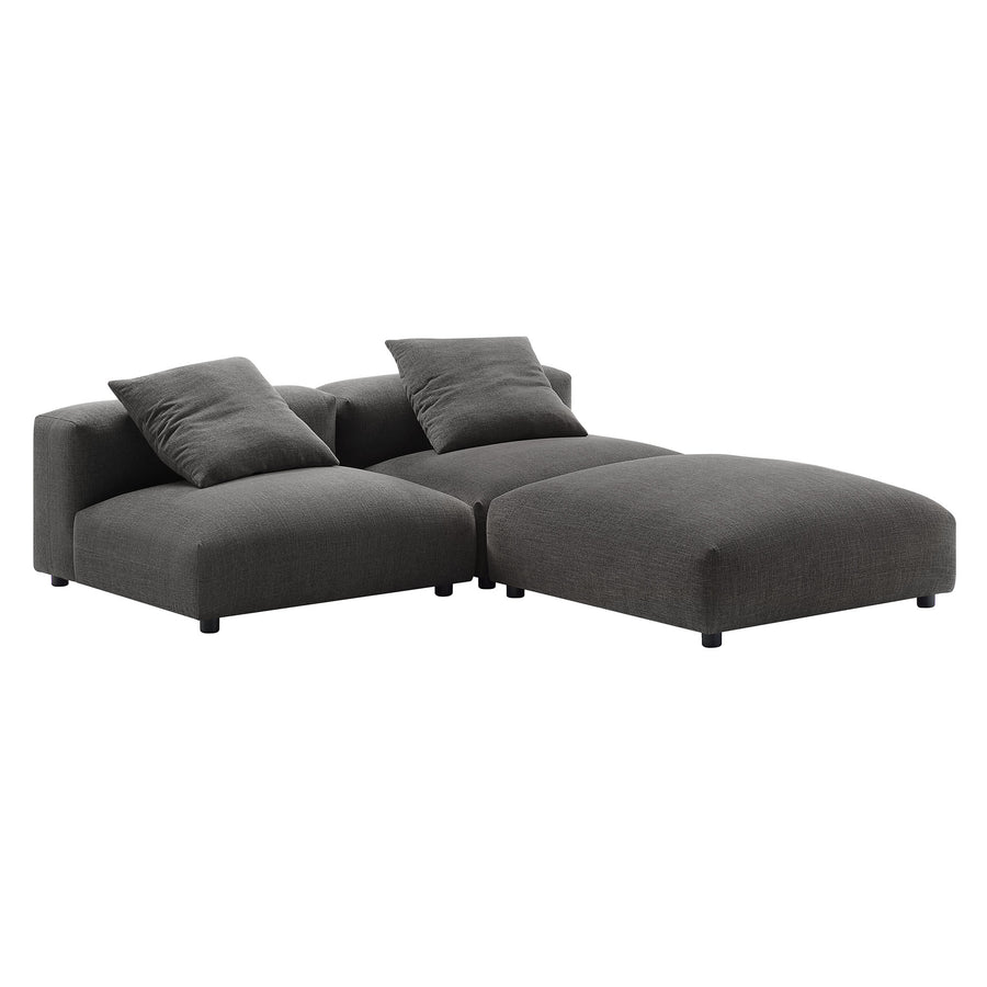 Reed 3-Piece Modular Upholstered Fabric Sectional Sofa in Charcoal