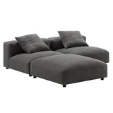 Reed 3-Piece Modular Upholstered Fabric Sectional Sofa in Charcoal